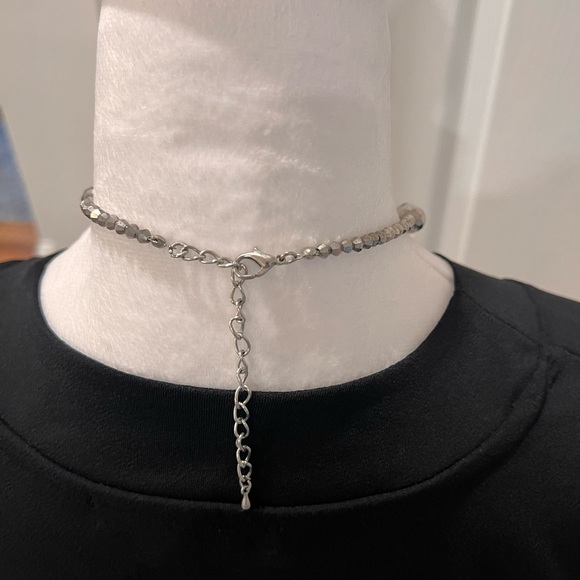 Silver Grey Clear Beaded Multi Strand Necklace - Picture 4 of 5